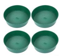 Juego de 4 tamices de tierra de jardín, tamiz de malla de plástico PP con agujeros de drenaje para criba de compost, herramienta de jardinería de balcón para separar rocas y desechos, verde y negro