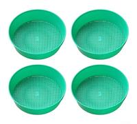 Juego de 4 tamices de tierra para jardinería, cesta de malla para compost, mezcla de macetas, eliminación de arena, polipropileno, ligero, fácil de limpiar, verde, negro, 21 x 21 x 5,5 cm (verde