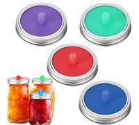 Juego de 4 tarros de silicona con tapa grande, tapa de silicona sin agua, accesorios de fermentación para chucrut, kimchi, pepinos, alimentos probióticos fermentados, 2TE8154
