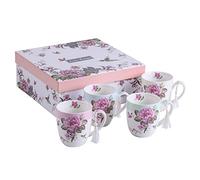 Juego de 4 tazas de café de cerámica con diseño de mariposas, en caja de regalo, 330 ml, cerámica, 1 set, 11x8cm