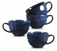 Juego de 4 tazas grandes para sopa, de 27 oz, de cerámica, color azul