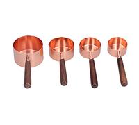Juego de 4 tazas medidoras de oro rosa con escala, cuchara medidora de acero inoxidable para el hogar, cocina, hornear, cocinar, material de calidad alimentaria, mango ergonómico (Juego de 4 cucharas