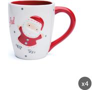 Juego de 4 tazas "Santa Claus" de cerámica, marca Excelsa, con capacidad de 40 e colores variados