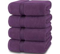 Juego de 4 toallas de baño de lujo Unyqoos®, 69 x 137 cm, 100% algodón hilado en anillo, suaves y absorbentes, ideales para el baño, la piscina y la playa