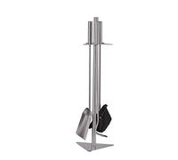 Juego de 4 utensilios para chimenea, 180 x 160 x 600 mm, soporte, cubiertos y mangos de acero inoxidable