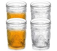 Juego de 4 vasos de agua, 380 ml, vasos de agua transparentes, para agua, bebidas, cócteles, té, zumo de refresco, aptos para el hogar, oficina, bar