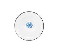 Juego de 4 vasos para dulces Bilia en vidrio borosilicato soplado a mano, color azul con esfera decorativa rayada, diseño artesanal de mesa. - ZAFFERANO