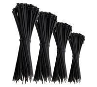 Juego de 400 bridas para cables - 100/150/200/300 mm (100 unidades cada uno) - Nailon Highwings, varios tamaños, muy duraderas y autobloqueantes, para gestión de cables, hogar y taller (negro, 400