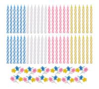 Juego de 48 velas de cumpleaños, multicolor, diseño original, patas coloridas, veganas, decoración para tartas y cupcakes