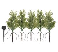 Juego de 5 arbustos decorativos con luces LED, longitud total de 25 metros, cada uno con 10 LEDs de luz blanca cálida, alimentados por energía solar, resistentes a la intemperie