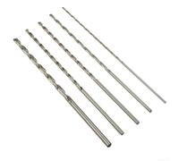 Juego de 5 brocas extralargas de acero alto, vástago redondo acanalado doble para metal, madera, plástico, acero inoxidable