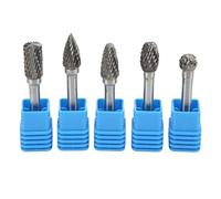 Juego de 5 brocas rotativas de carburo de tungsteno de doble corte, 6 x 10 mm; juego de fresas rotativas de carburo para maquinaria, aviación, automoción y construcción naval; (ADEFG)