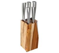 Secret de Gourmet - Taco de 5 cuchillos "Silver Precision" con soporte de madera de acacia