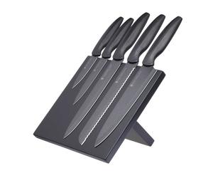 Juego de 5 Cuchillos de Acero Inoxidable con Soporte Magnético - Agudo MasterClass de KitchenCraft, Incluye Cuchillo de Chef, Trinchar, Pan, Multiusos y Pelar