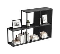 Juego de 5 estantes cubo de pared nostened con paneles laterales metal negro [en.casa]