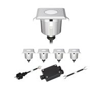 Juego de 5 focos empotrables de suelo LED AGENA para exterior IP65 acero