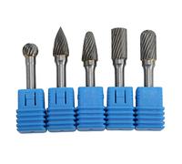 Juego de 5 fresas rotativas, brocas para rectificadora de carburo de tungsteno para tallado de metal y madera, fresas de corte de 6 x 10 mm con vástago de 6 mm para pulido, (ACDFG)