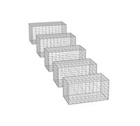 Juego de 5 Gaviones de Piedra 100 x 50 x 50 cm Plata