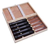 Juego de 5 herramientas de torneado de madera HSS, juego de cinceles para torno de carpintería, gubia de acero afilada, lanza de separación oblicua en estuche de almacenamiento de madera con mango d