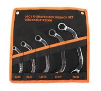 Juego de 5 llaves de trinquete en forma de U dobles para espacios reducidos, acero al cromo vanadio 8-22 mm