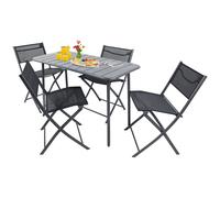 Juego de 5 piezas juego de bistro mesa de comedor juego de jardín juego de balcón silla mesa plegable jardín camping Sumila 110x55 Negro