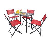 juego de 5 piezas juego de bistro mesa de comedor juego de jardín juego de balcón silla mesa plegable jardín camping Sumila 80x55 Rojo
