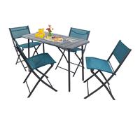 Juego de 5 piezas juego de bistro mesa de comedor juego de jardín juego de balcón silla mesa plegable jardín camping Sumila 110x55 Turquesa