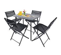 juego de 5 piezas juego de bistro mesa de comedor juego de jardín juego de balcón silla mesa plegable jardín camping Sumila 80x55 Negro