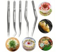 Juego de 5 pinzas de cocina, kit de pinzas de cocina de acero inoxidable, mini pinzas, pinzas de chef profesionales, adecuadas para cocinar, reparaciones, , asar , herramientas de cocina multiusos