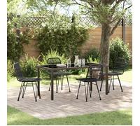 Juego De 5 Sillas De Comedor De Jardín Negras De Poliratán V1281 Unico / Negro
