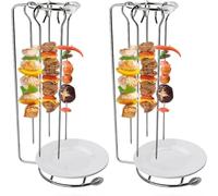 Juego de 5 soportes para pinchos verticales de acero inoxidable para barbacoa, con soporte para pinchos reutilizables, para asar la carne, barbacoa (2 juegos)