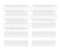 Juego de 50 anillos de cortina de color blanco con 50 ganchos de cortina de plástico, anillos de cortina de 32 mm de diámetro interior para barras de cortina, anillos robustos para cortinas y cortina