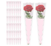 Juego de 50 bolsas de embalaje de rosas individuales, fundas impermeables para ramos de flores de 4 mil de grosor, transparentes, para floristas, bodas y cumpleaños, 45 x 12 x 4 cm, transparente