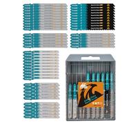 Juego de 50 Hojas de Sierra de Calar Vástago en T para Madera y Metal | EXFEIN Cuchillas para Caladora (T118A, T118B, T101AO, T101B, T101BR, T144D), Corte Rápido y Limpio