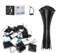 Juego de 50 soportes autoadhesivos para bridas de cable con bridas de cremallera de 6 pulgadas, cuadrados de soportes de alambre de 3/4 pulgadas, tornillos, cierres de alambre adhesivos, clips de