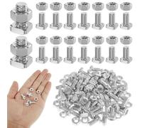 Juego de 50 tuercas de pernos de invernadero, pernos y tuercas de aluminio | Accesorios resistentes para invernadero, tuerca de cabeza hexagonal y pernos de cabeza cuadrada para reemplazo