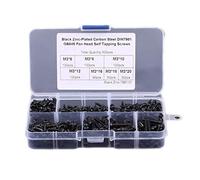 Juego de 500 tornillos autorroscantes M3 de acero al carbono chapado en zinc negro, tornillos de perforación surtidos con caja de almacenamiento, 6 mm, 8 mm, 10 mm, 12 mm, 16 mm, 18 mm, 20 mm