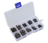 Juego de 580 extractores de clip E, 10 tamaños, 1,5-10 mm, kit de anillos de retención externos, acero al carbono negro para motores de automóviles
