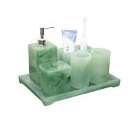 Juego de 6 Accesorios de baño de Resina, Juego de Accesorios de baño, decoración única de bañera y Ducha de jadeíta Artificial