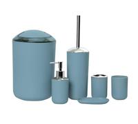 Juego de 6 Accesorios para el Cuarto de Baño, Set Baño Accesorios Plastico | con Dispensador de Jabón Porta Cepillo de Dientes Escobilla de Baño Papelera Jabonera Cepillo de Dientes Vaso Para Baño