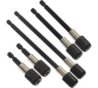 Juego de 6 barras de extensión hexagonales negras de liberación rápida diseñadas para taladros eléctricos con vástago de 1/4 pulgadas fuerte núcleo magnético y larga duración para acero Cr-V en 60 mm