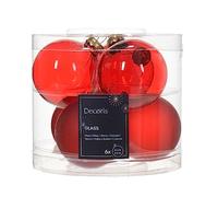 Juego de 6 bolas de Navidad de cristal, 6 cm, color rojo