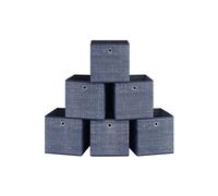SONGMICS Cajas de Almacenamiento, Juego de 6 Cajas de Tela No Tejida con Asa, 30 x 30 x 30 cm, Unidad de Almacenamiento, para Estantes, Plegable, Almacenamiento de Ropa, Azul Nublado RFB006I01