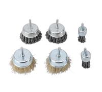 Juego de 6 cepillos de alambre para taladro, cepillo de copa de alambre trenzado y anudado para pulir metales y eliminar óxido y pintura, con cerdas de alambre de acero; compatible