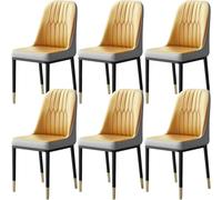 Juego de 6 cómodas sillas de comedor tapizadas de piel sintética con patas de metal resistentes, sillas laterales modernas para cocina, sala de estar y dormitorio, fácil montaje, duraderas y