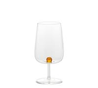 Juego de 6 copas de vino Bilia de vidrio borosilicato hechas a mano con una esfera decorativa color oro amarillo, diseño moderno y refinado. - ZAFFERANO