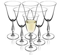 Juego de 6 copas de vino de cristal, 250 ml, copas de vino con tallo alto, para casa, fiesta, elegantes copas de vino blanco