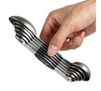 Juego de 6 cucharas medidoras magnéticas de acero inoxidable de doble cara apilables para medir ingredientes secos y líquidos