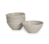 Juego de 6 Cuencos Classic de Plástico Duro Reutilizables e Irrompibles para Aperitivos, Postres Fiestas y Eventos (570ML, Beige)