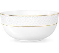 Juego de 6 cuencos Wilmax de 930 ml y 16 cm de diámetro, color blanco con borde dorado, fabricados en porcelana